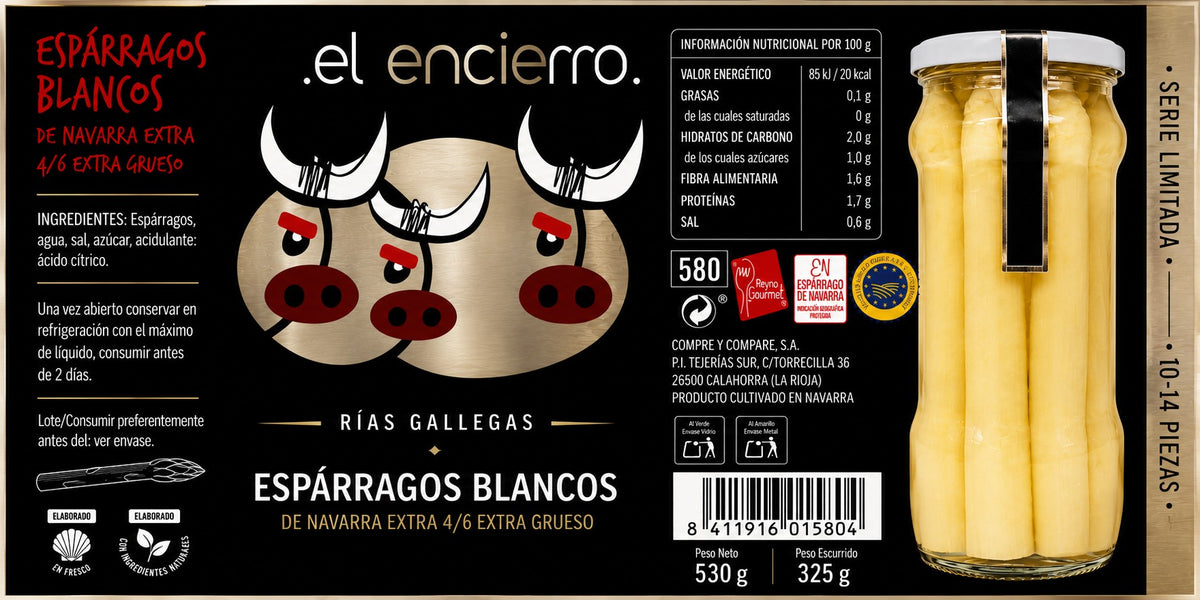 Espárragos blancos de Navarra extra frasco 4/6 El Encierro