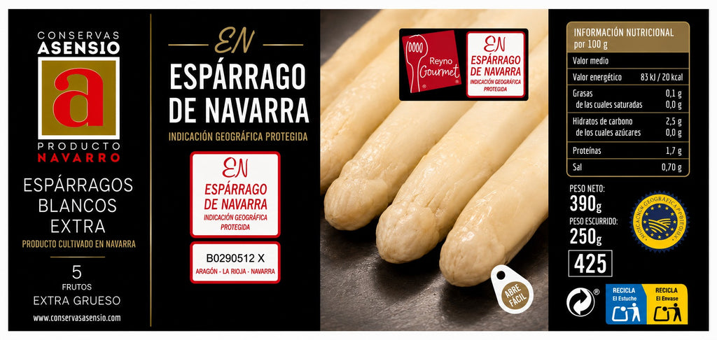 Espárragos blancos extra de Navarra 5 frutos Asencio