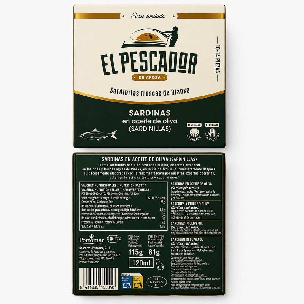 Sardinillas Frescas de Rianxo en aceite de oliva 10/14 Pescador