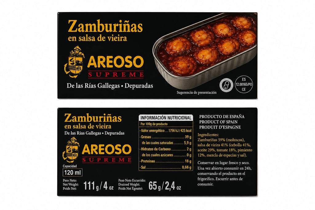 Zamburiñas Premium en salsa de Vieira Areoso